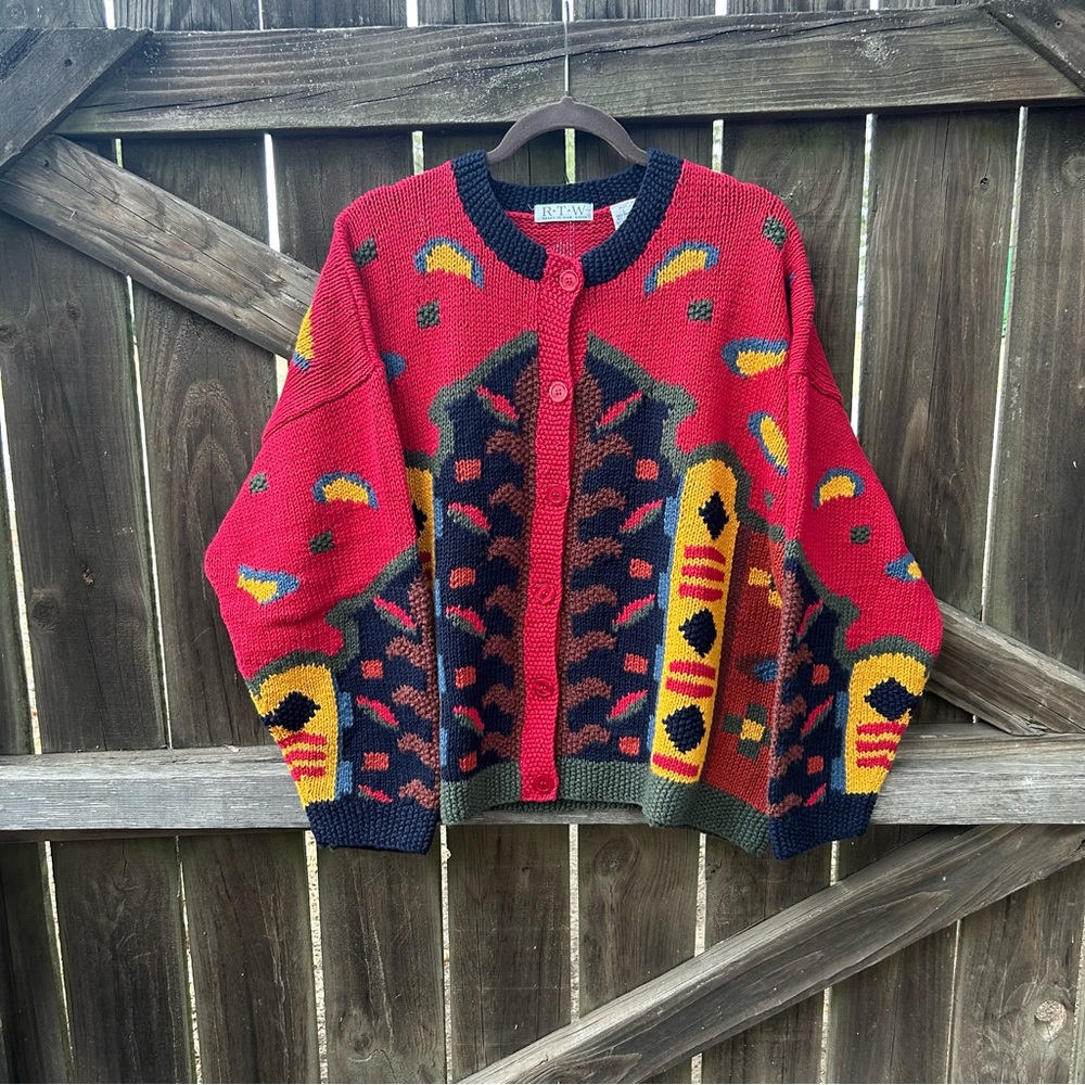 Vintage Colorful Patterned Women's Sweater